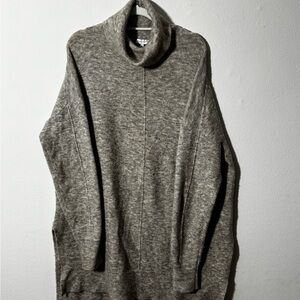 Warehouse Warm Wool Turtleneck Sweater Tunic in Gray